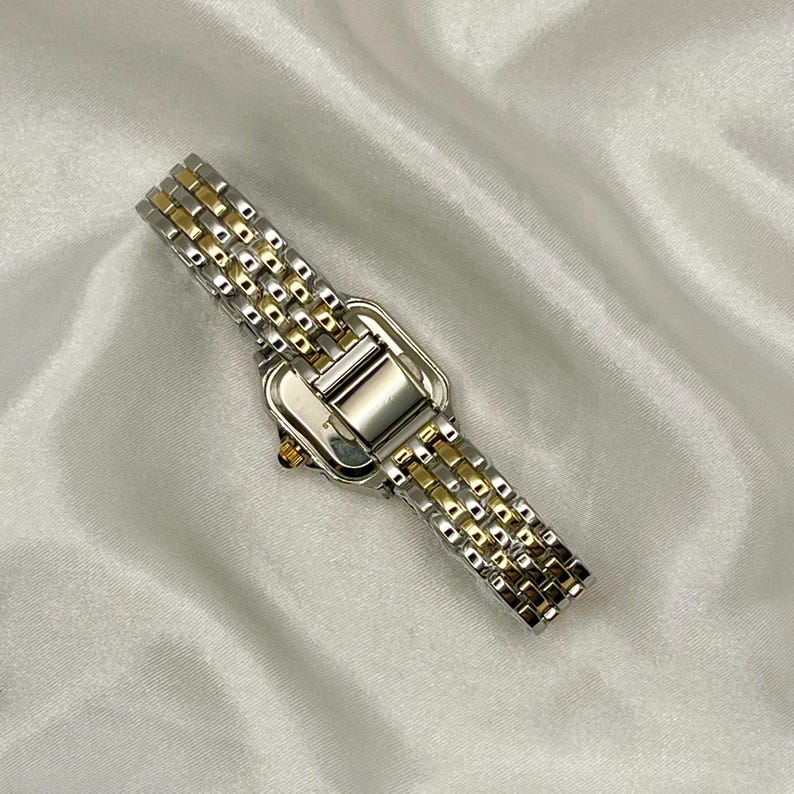 Dainty Women’s Tank Watch – Rose & Silver Two-Tone, Y2K Style, Brand New